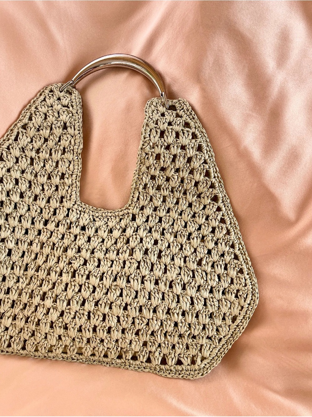 Woven Crochet Tote Bag in Sage